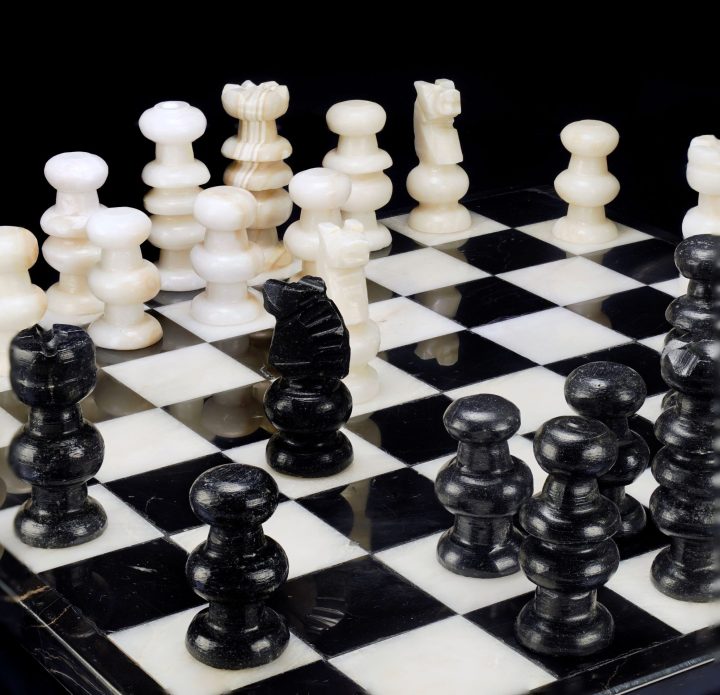 Hand-Carved Black and White Onyx Chess Set