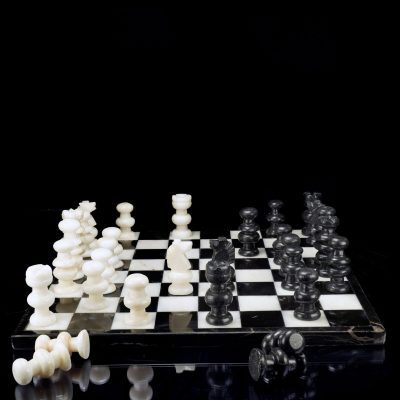 Hand-Carved Black and White Onyx Chess Set