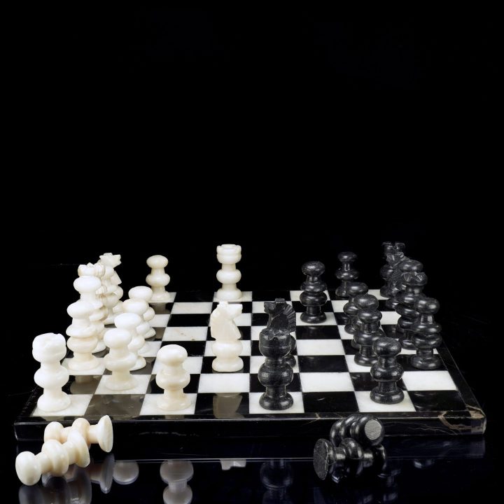 Hand-Carved Black and White Onyx Chess Set