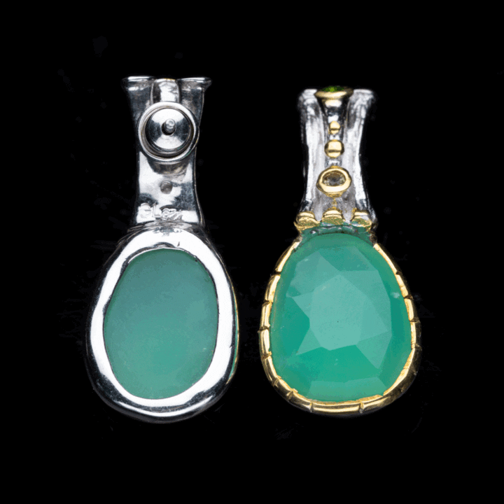 Chrysoprase, Peridot, and Chrome Diopside Earrings - Image 3
