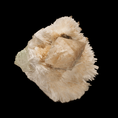 Powellite crystal on Mesolite with Apophyllite from Pune, India