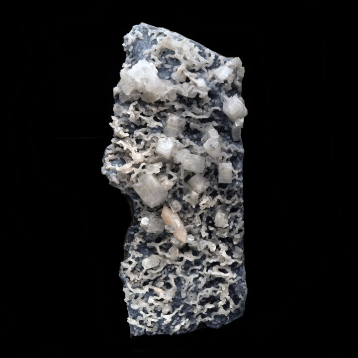 Apophyllite and Stilbite on Chalcedony and Chalcedony Stalactites From India