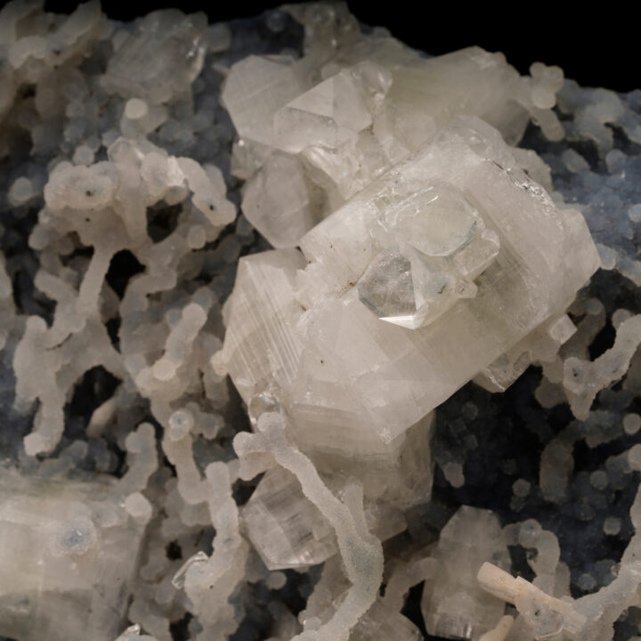 Apophyllite and Stilbite on Chalcedony and Chalcedony Stalactites From India - Image 6