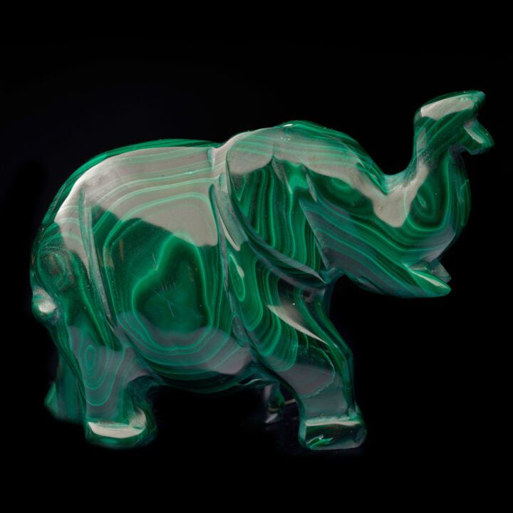 Hand-Carved Malachite Elephant // 327 Grams