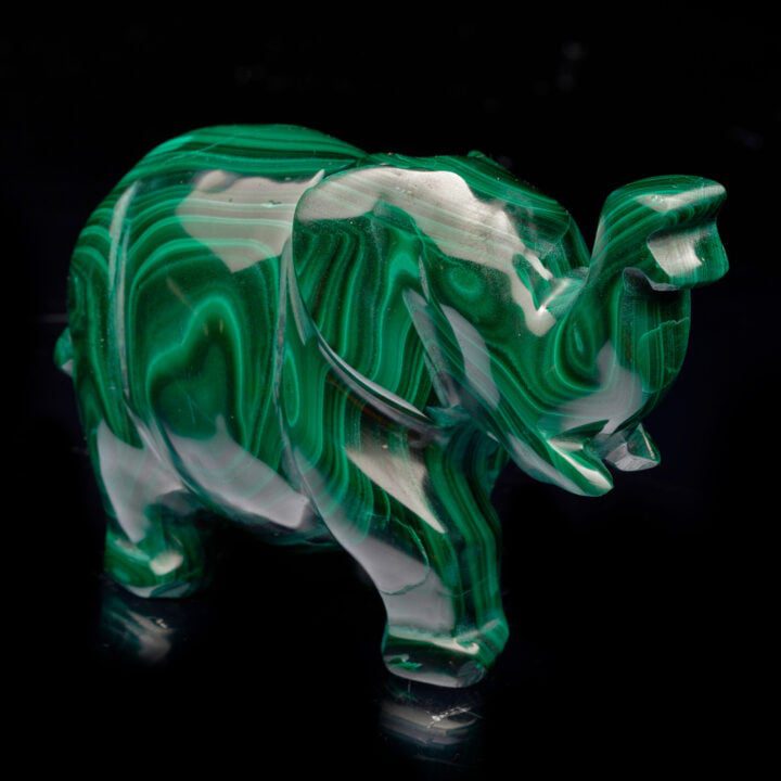 Hand-Carved Malachite Elephant // 327 Grams - Image 3