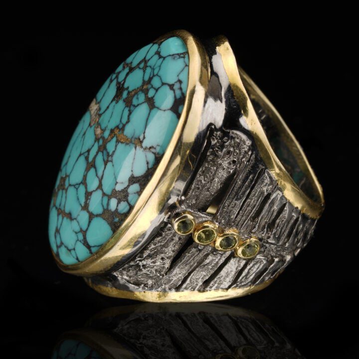 Turquoise and Peridot Ring