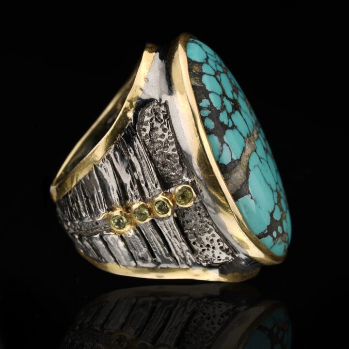 Turquoise and Peridot Ring - Image 2