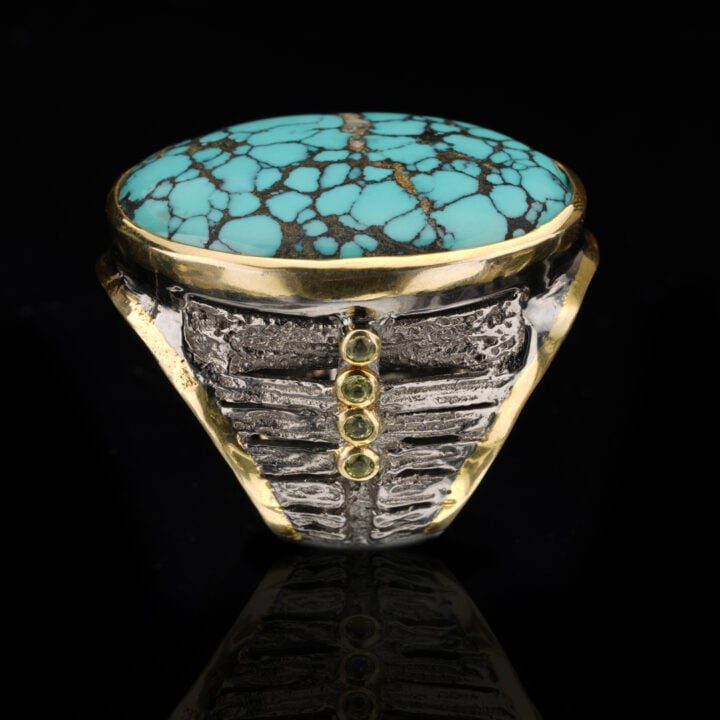 Turquoise and Peridot Ring - Image 3