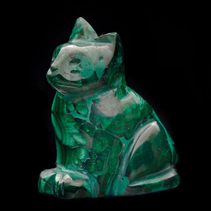 Hand-Carved Malachite Cat // 81.34 Grams