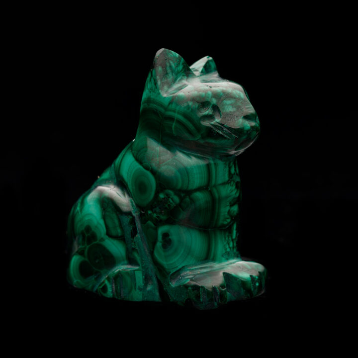 Hand-Carved Malachite Cat // 81.34 Grams - Image 2