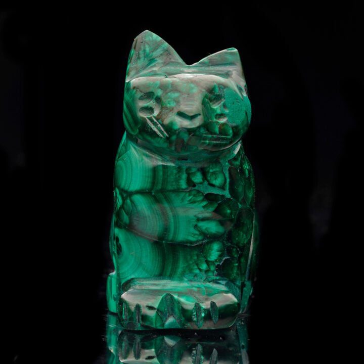 Hand-Carved Malachite Cat // 81.34 Grams - Image 3
