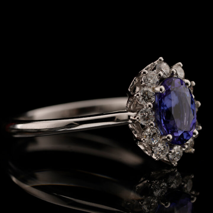 Tanzanite Halo Ring