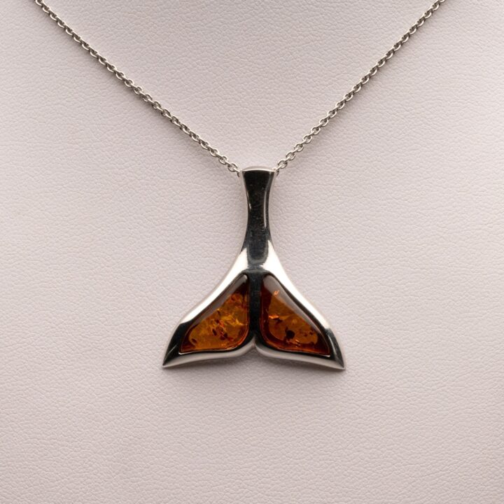 Amber Dolphin Tail Pendant