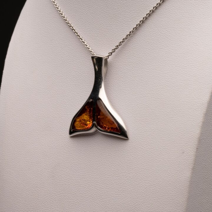 Amber Dolphin Tail Pendant - Image 2