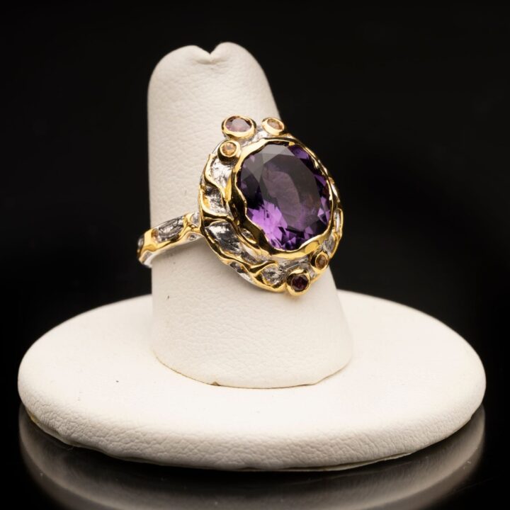 Amethyst, Rhodolite, and Sapphire Ring - Image 2