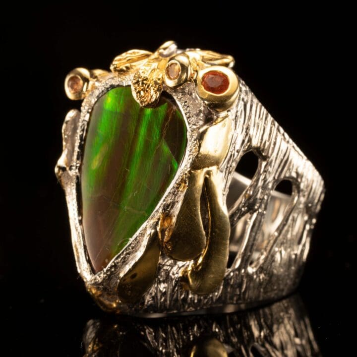 Ammolite and Sapphire Ring - Image 4