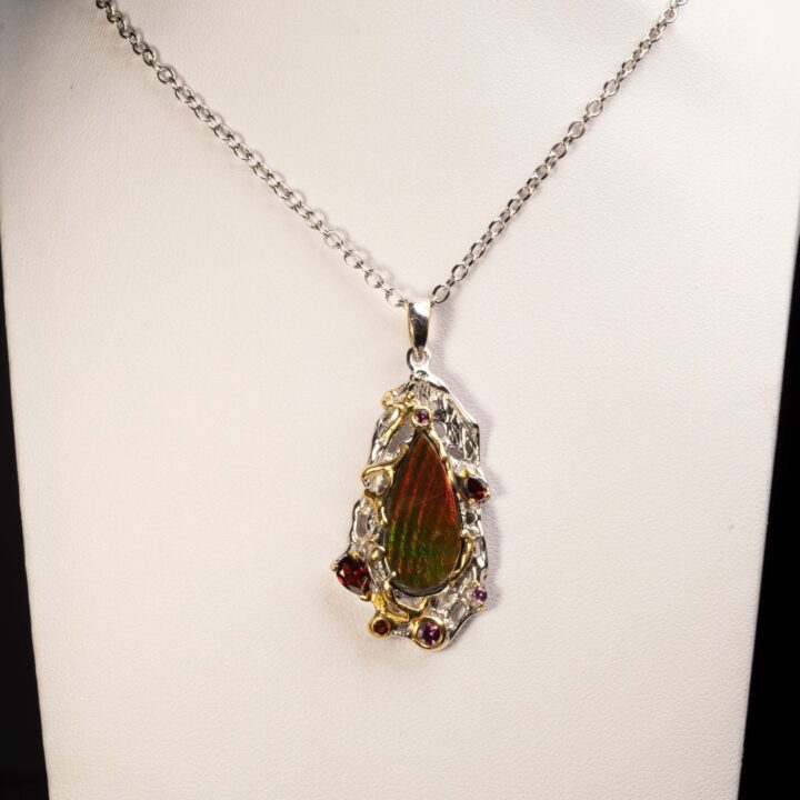 Ammolite with Garnets Pendant