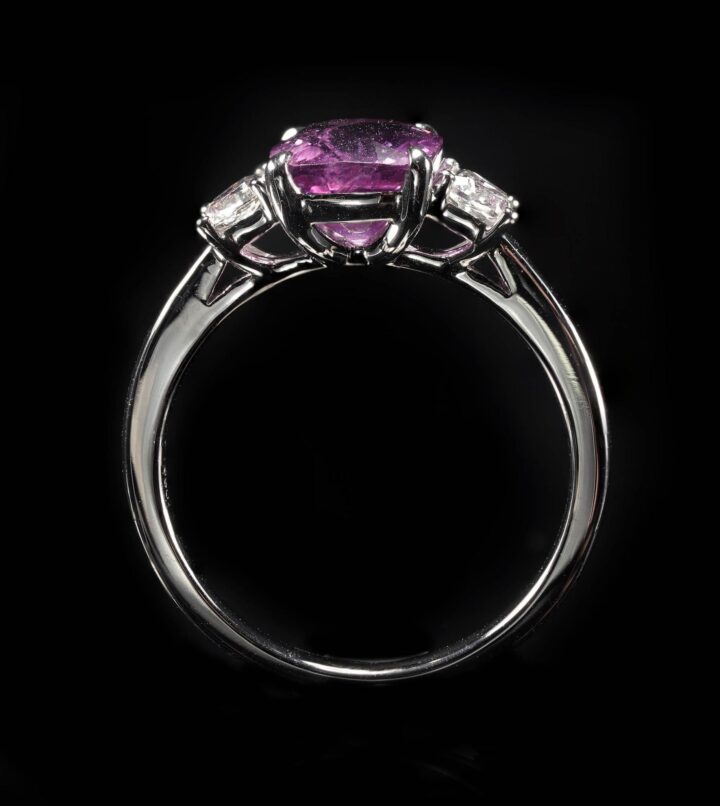 Pink Sapphire and Cushion Diamond Ring (GIA Certified) - 6.5 size - Image 2