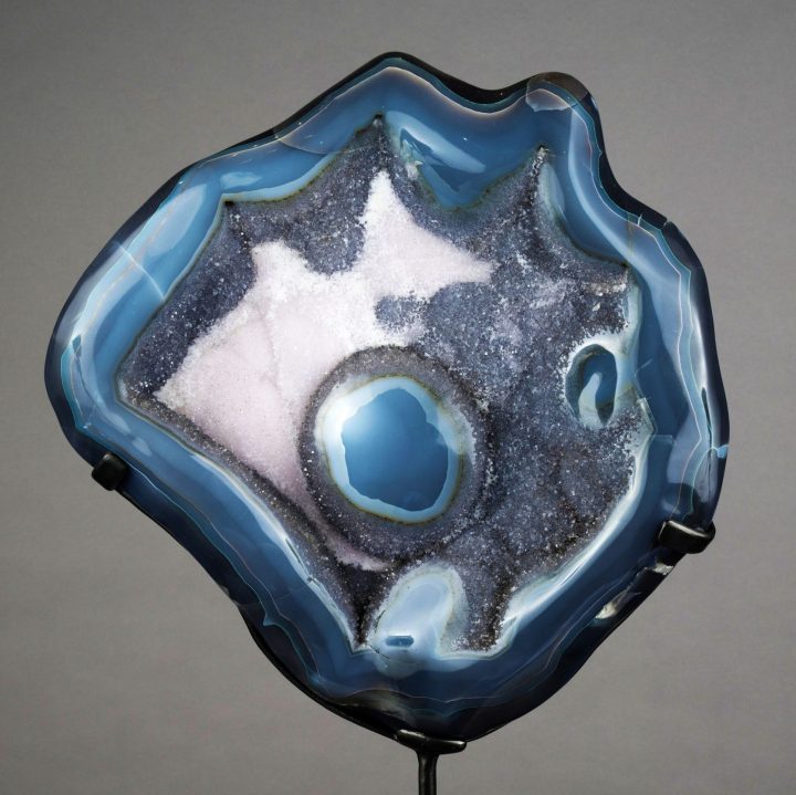 Unique Freeform Agate on Custom Metal Base – 50 lb Natural Crystal
