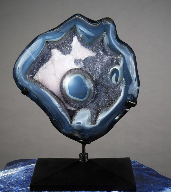 Unique Freeform Agate on Custom Metal Base – 50 lb Natural Crystal