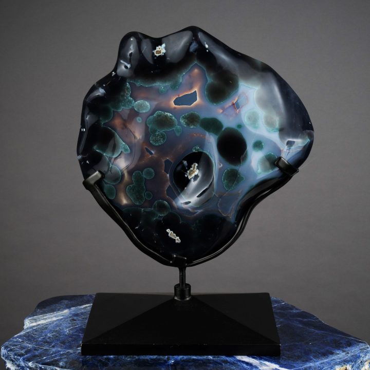 Unique Freeform Agate on Custom Metal Base – 50 lb Natural Crystal