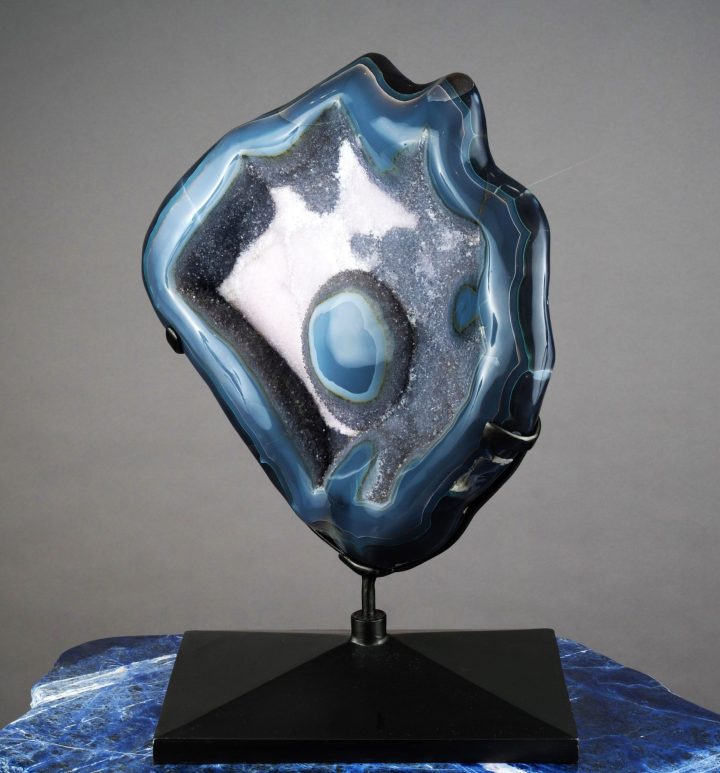 Unique Freeform Agate on Custom Metal Base – 50 lb Natural Crystal