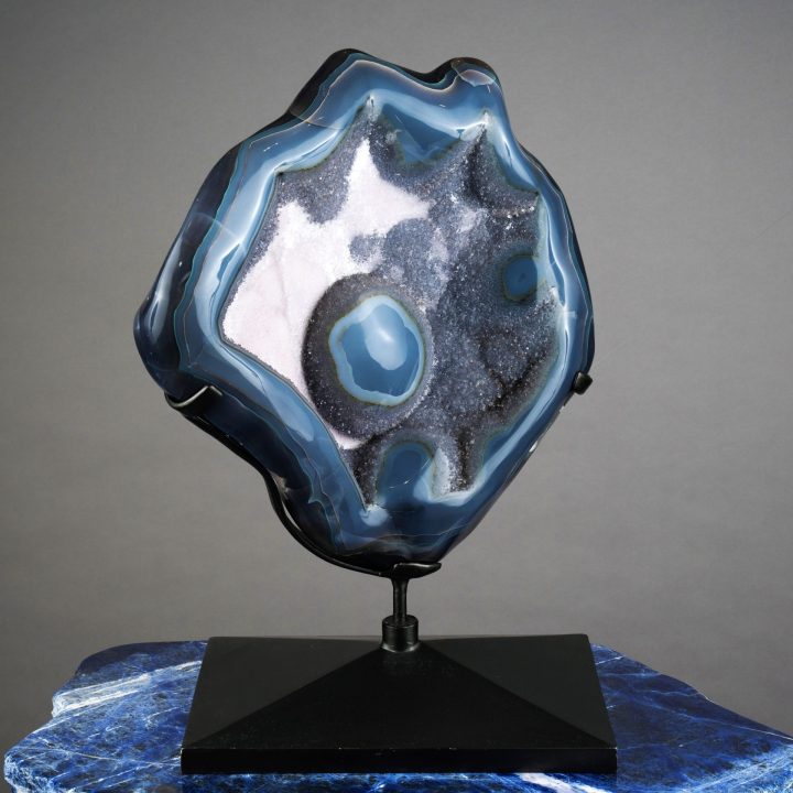 Unique Freeform Agate on Custom Metal Base – 50 lb Natural Crystal