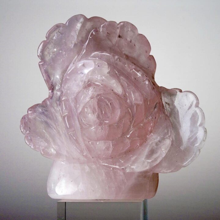 Hand-Carved Rose Quartz Rose From Madagascar I
