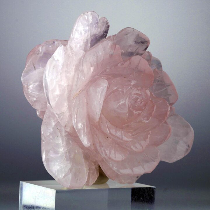 Hand-Carved Rose Quartz Rose From Madagascar II - Image 3