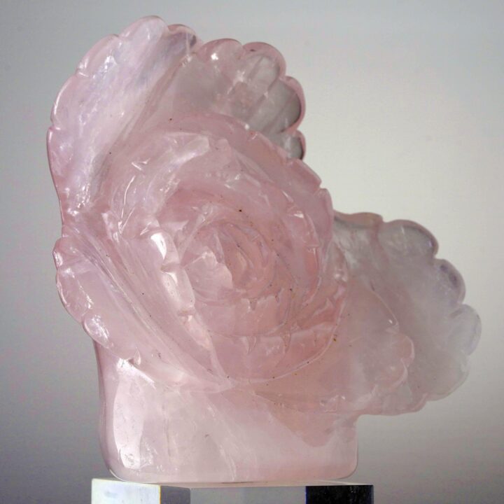 Hand-Carved Rose Quartz Rose From Madagascar I - Image 3