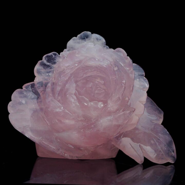 Hand-Carved Rose Quartz Rose From Madagascar III - Image 6