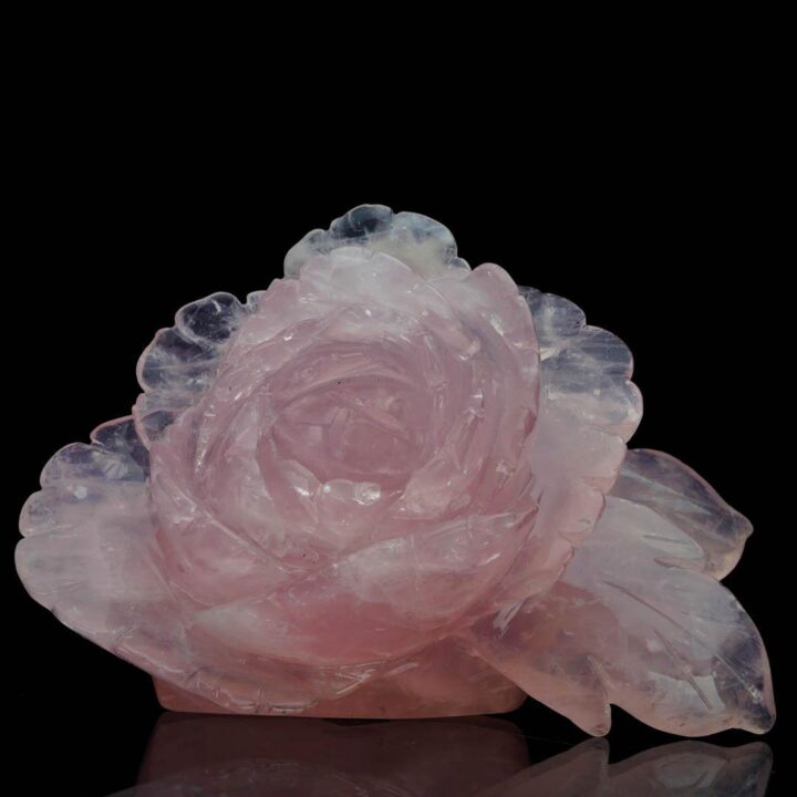 Hand-Carved Rose Quartz Rose From Madagascar III - Image 5
