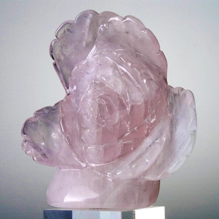 Hand-Carved Rose Quartz Rose From Madagascar I - Image 2