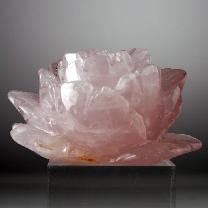 Hand-Carved Rose Quartz Rose From Madagascar IV - Image 4