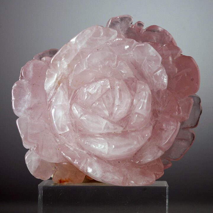 Hand-Carved Rose Quartz Rose From Madagascar IV