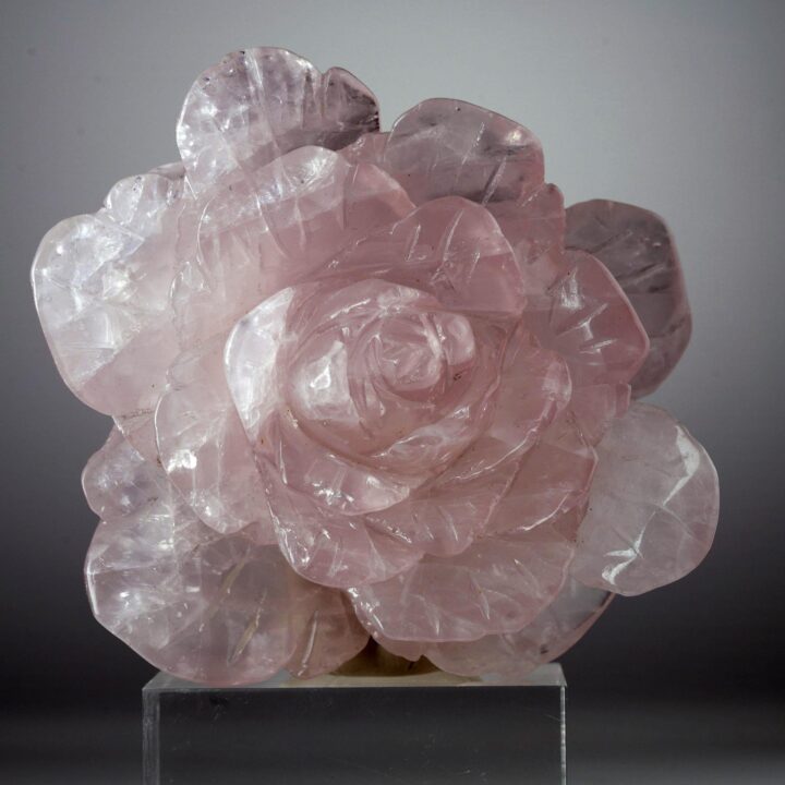 Hand-Carved Rose Quartz Rose From Madagascar II