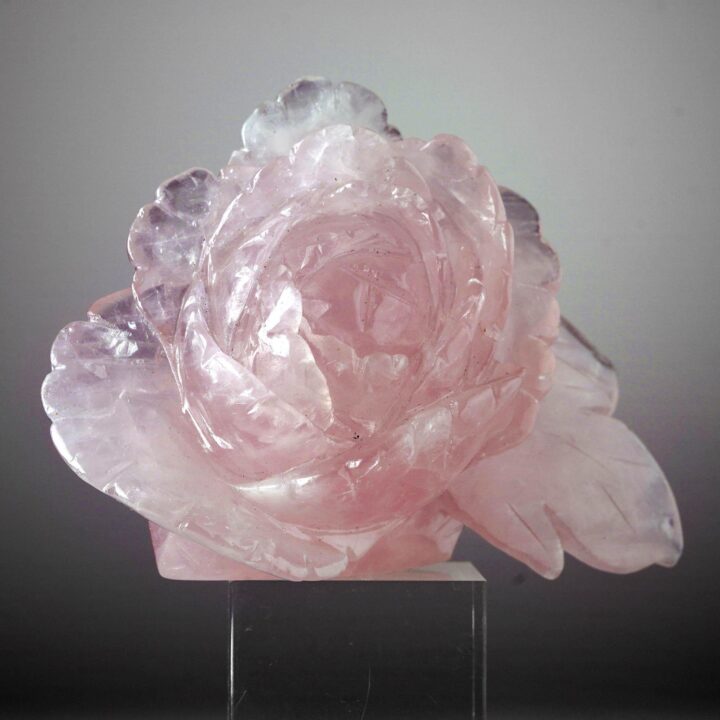 Hand-Carved Rose Quartz Rose From Madagascar III