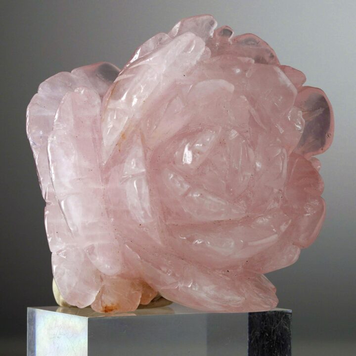 Hand-Carved Rose Quartz Rose From Madagascar IV - Image 3