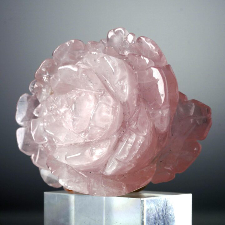 Hand-Carved Rose Quartz Rose From Madagascar IV - Image 2