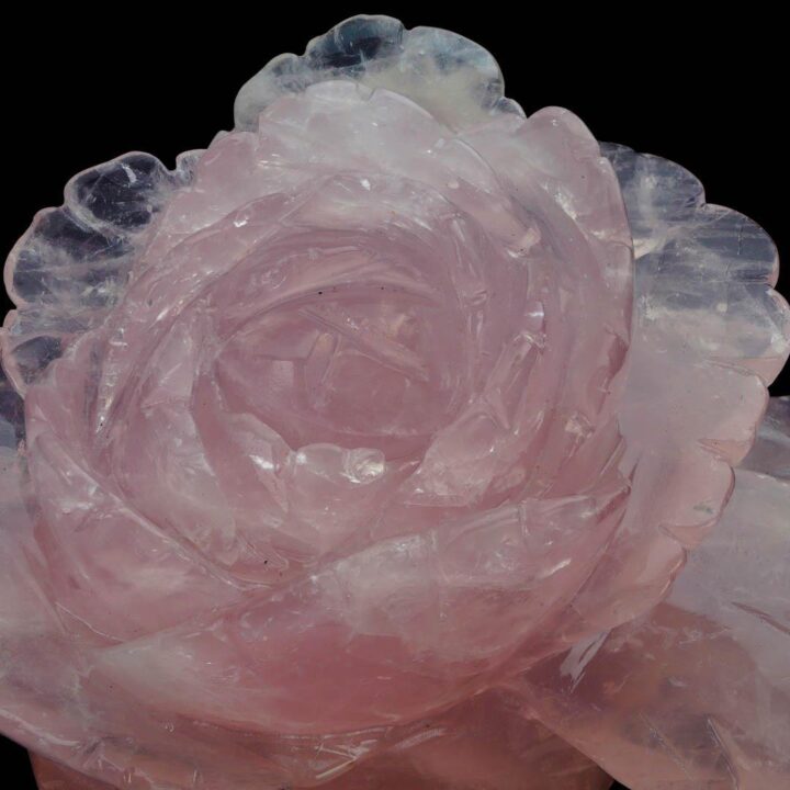 Hand-Carved Rose Quartz Rose From Madagascar III - Image 4