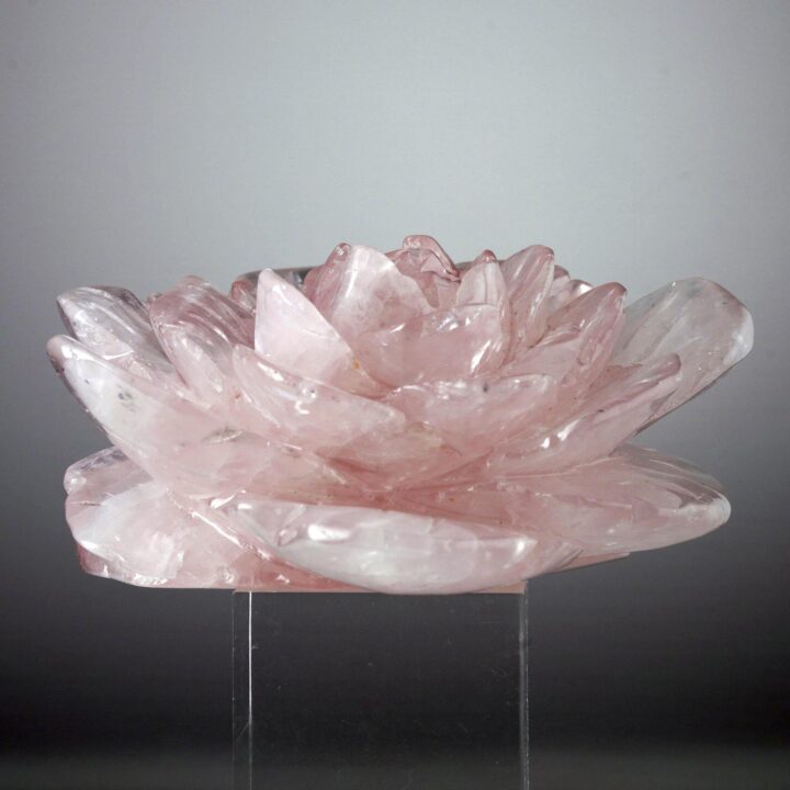 Hand-Carved Rose Quartz Rose From Madagascar II - Image 4