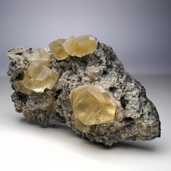 Golden Calcite with Twinned Crystals – Sokolovskoe Iron Mine, Kazakhstan - Image 2