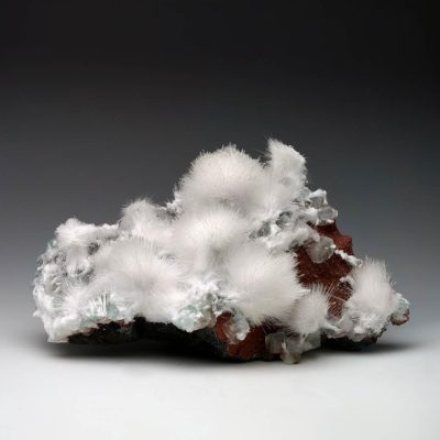 Mesolite and Apophyllite on Red Heulandite From India