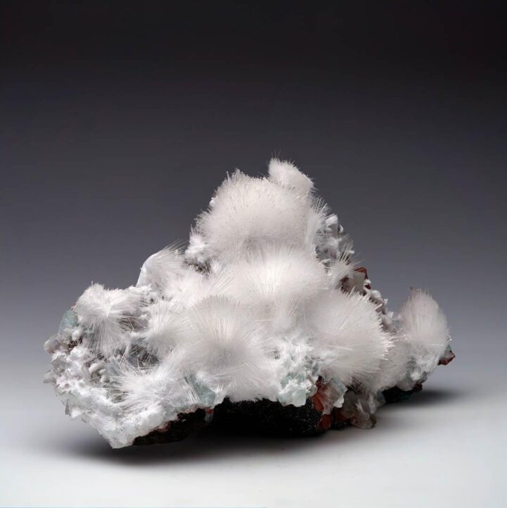 Mesolite and Apophyllite on Red Heulandite - Image 2