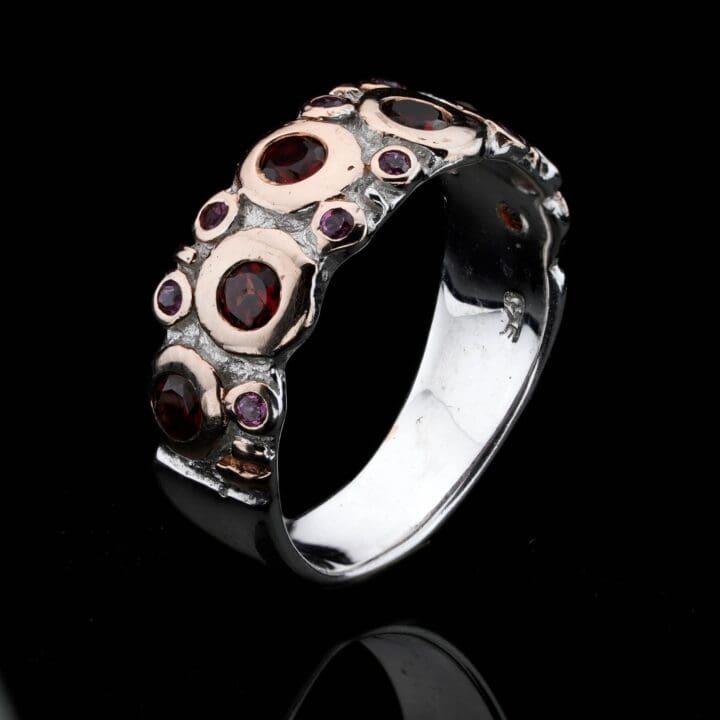 Garnet, Rhodolite, and Red Sapphire Gemstone Band // Size 9 - Image 2