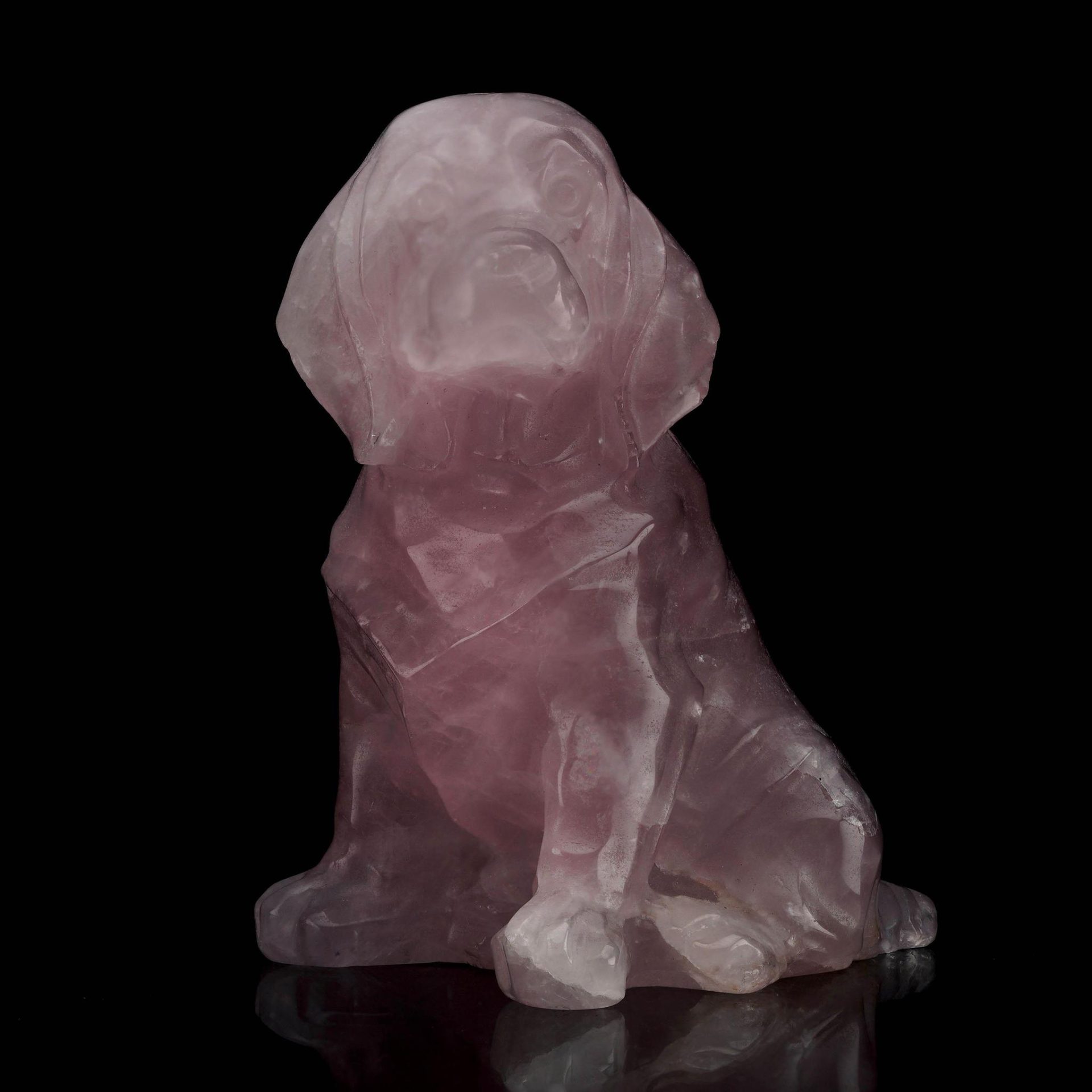 Brazilian Rose Quartz Dog Carving - 552g - Astro West