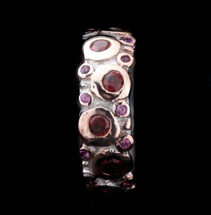 Garnet, Rhodolite, and Red Sapphire Gemstone Band // Size 9 - Image 3