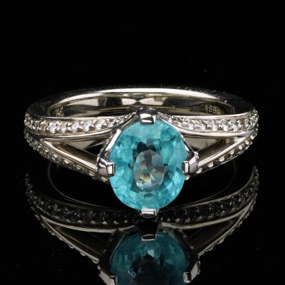 Apatite on Diamond Ring with 14K Gold - Size 6