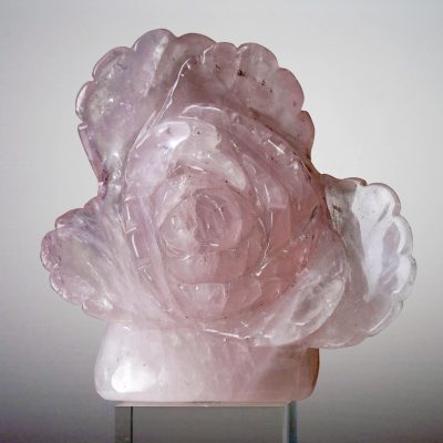 Hand-Carved Rose Quartz Rose From Madagascar