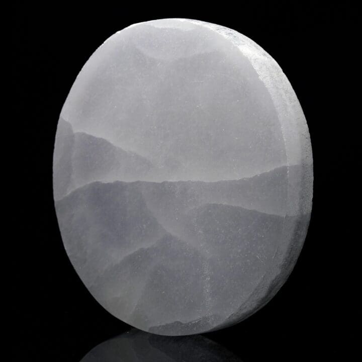 Thick Round Hand-Carved Selenite Plate - Image 3
